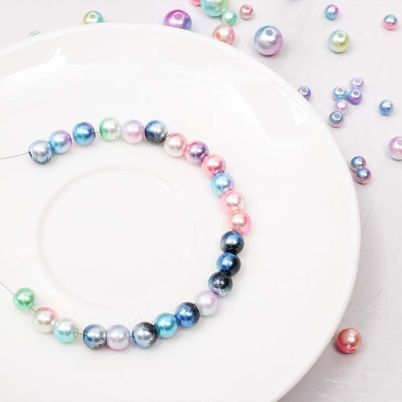 50/100/200 Hạt Ngọc Trai Giả Bằng ABS Màu Gradient Kích Thước 4/6/8mm Dùng Làm Đồ Trang Sức Thủ Công
