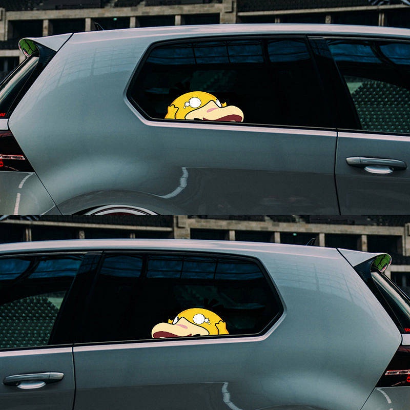 Psyduck Reflective Anime Bumper Stickers Waterproof Cute Personality Car Body Decal Cover Scratches Rear Windshield Sticker aGOm