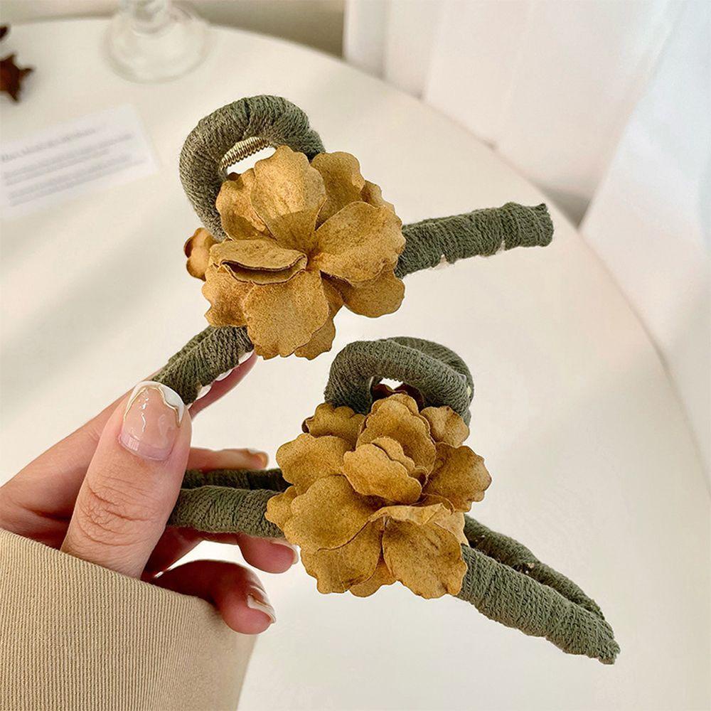 Kẹp Tóc Đuôi Ngựa Lớn Hình Hoa Hồng Thanh Lịch Cho Nữ Giá Đỡ