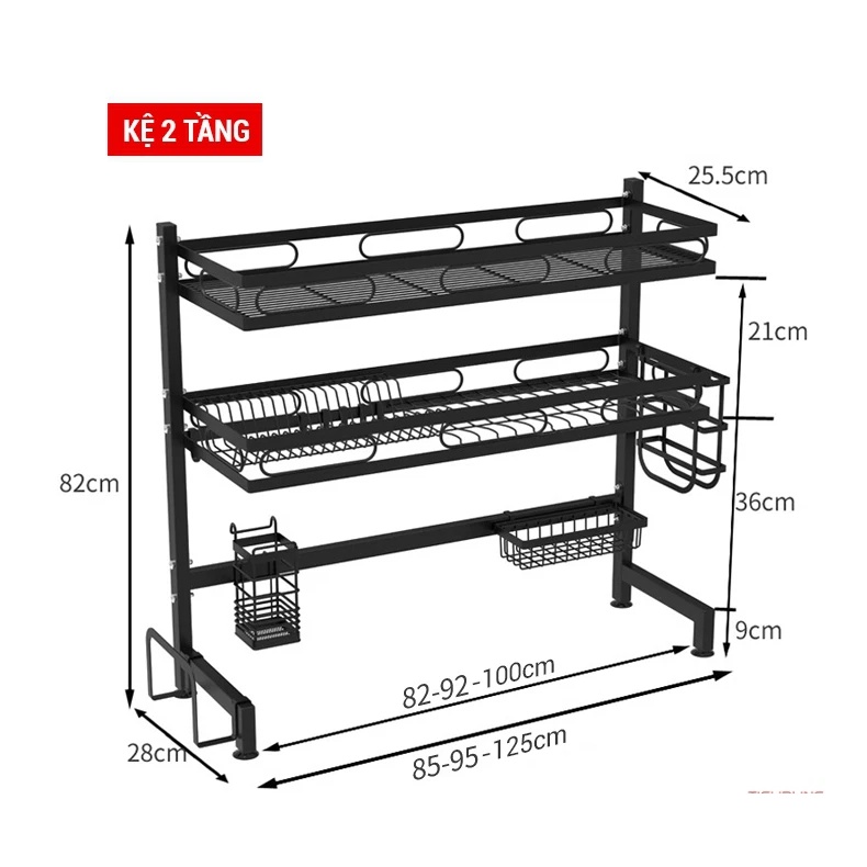 Kệ Chén Bát Đa Năng 1,2 Tầng - Giá Để Bát Đĩa Trên Bồn Rửa Hàng Cao Cấp