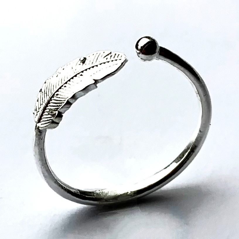 Nhẫn Bạc Ta Hình Lông Vũ Siêu Đẹp
