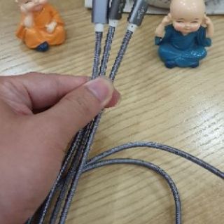 Cáp sạc nhanh 3 đầu Lightning, Type-C, Type-A