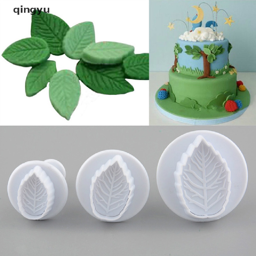 3 Khuôn cắt kẹo mềm trang trí bánh hình lá hoa hồng độc đáo
