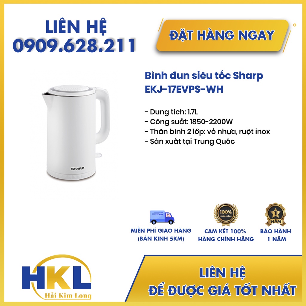 Bình đun siêu tốc Sharp EKJ-17EVPS-WH