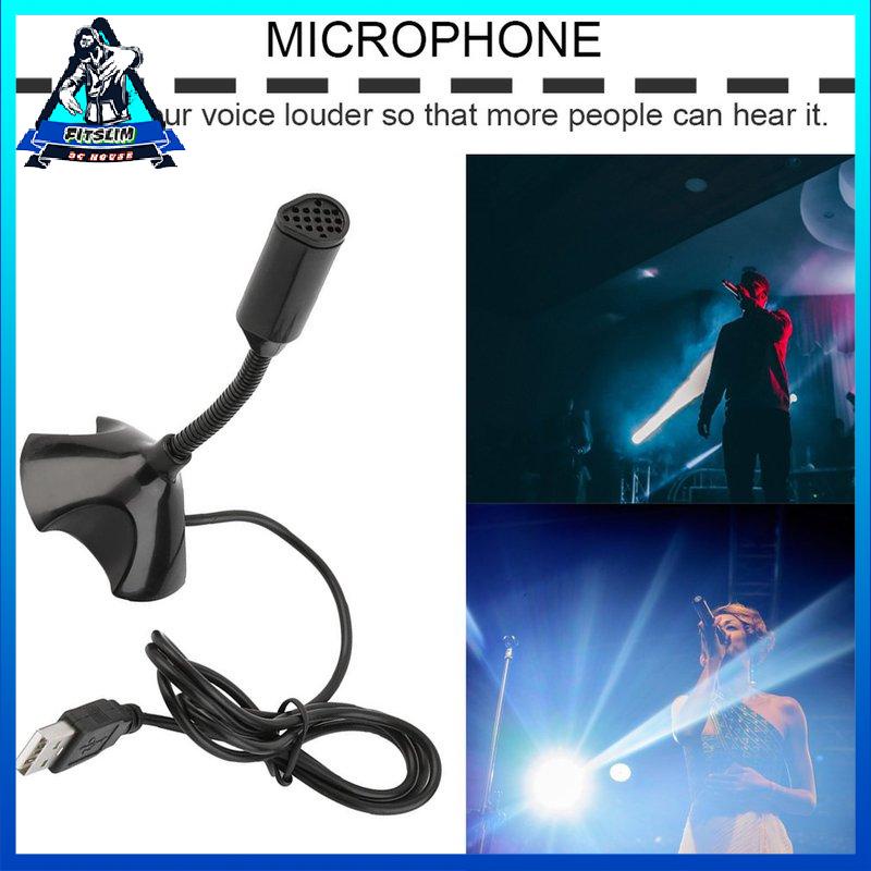 [Fitslim] Black USB Stand Mini Microphone Mic for PC Desktop Laptop Notebook Speech
