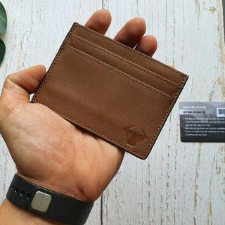[Da thật] Ví Card holder da bò thật - Nâu đất CH105