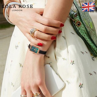 Đồng hồ nữ mặt vuông dây da LolaRose thiết kế thanh lịch thời trang đá malachite may