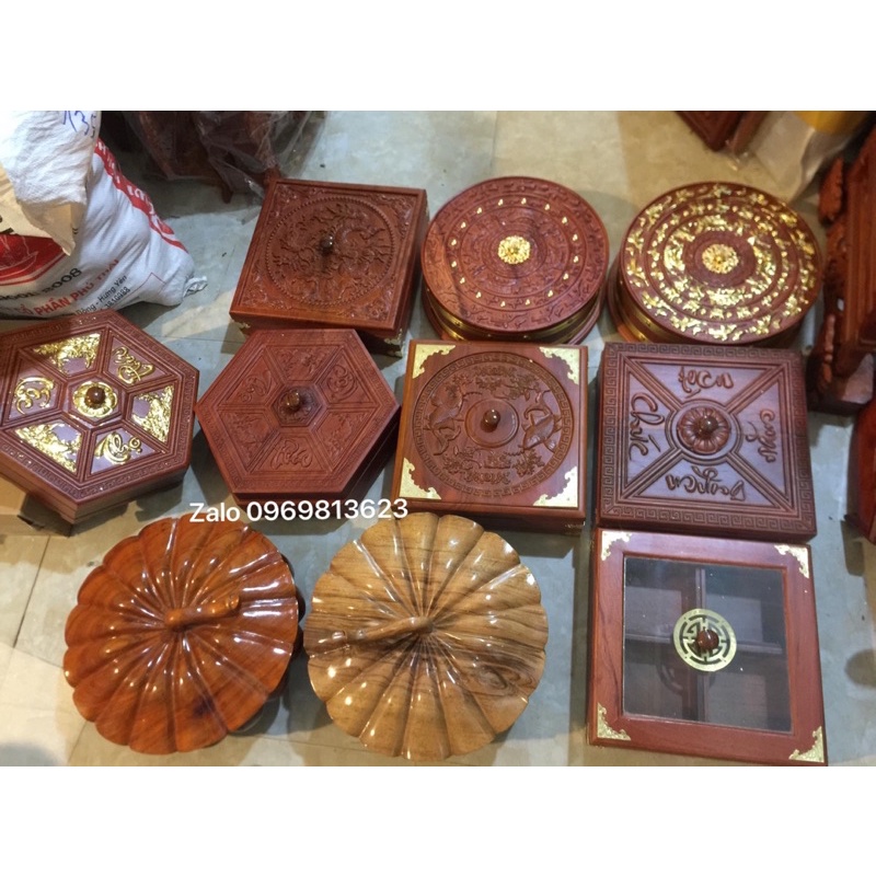 (Giảm Giá) Khay Bánh Kẹo Tết gỗ hương đá nam phi nhập khẩu
