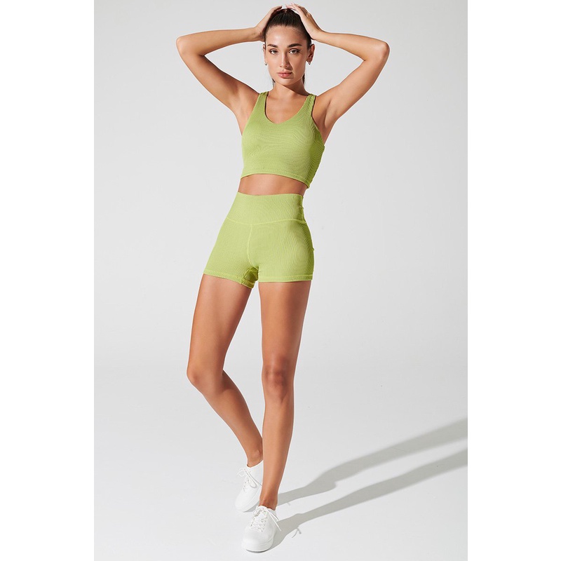 OLABEN Quần bikershort Fever Highwaist Ribbed Short Green Smoke