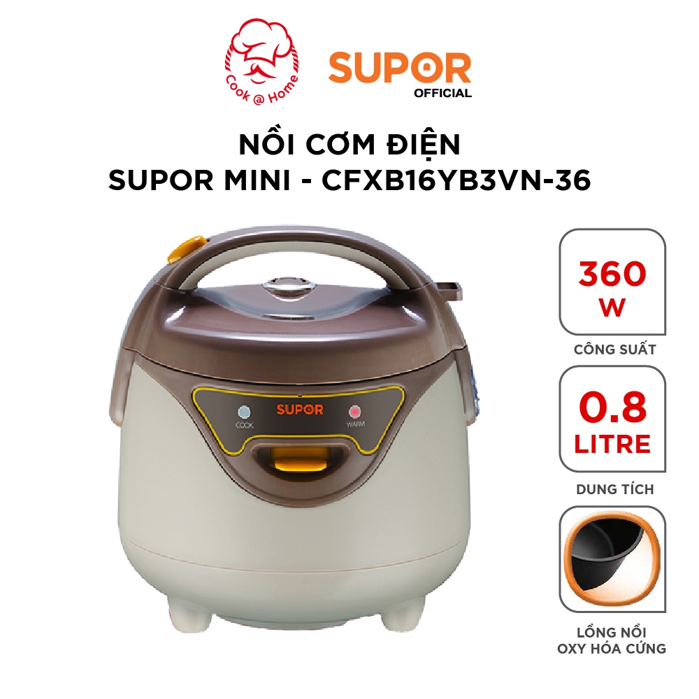 Nồi cơm điện Mini Supor CFXB-16YB3VN-36 0.8l (Trắng nâu)