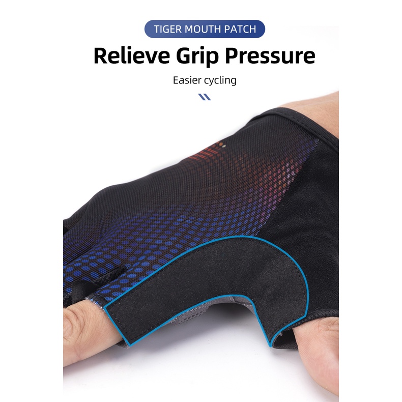 Rockbros Đôi Găng Tay Hở Ngón Thoáng Khí Chống Trượt Khi Đi Xe Máy