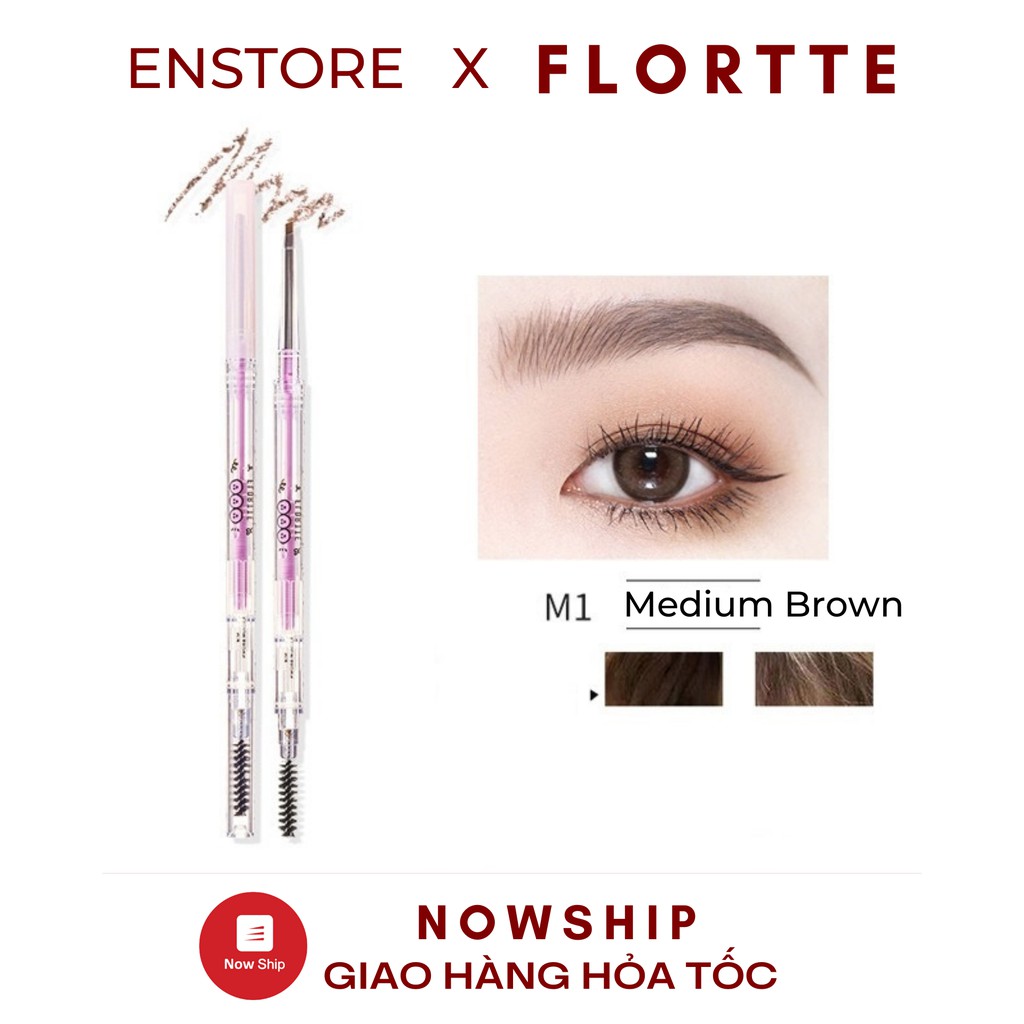 [FLORTTE] Chì kẻ lông mày Flortte (M) thiết kế hai đầu siêu mảnh chống thấm nước