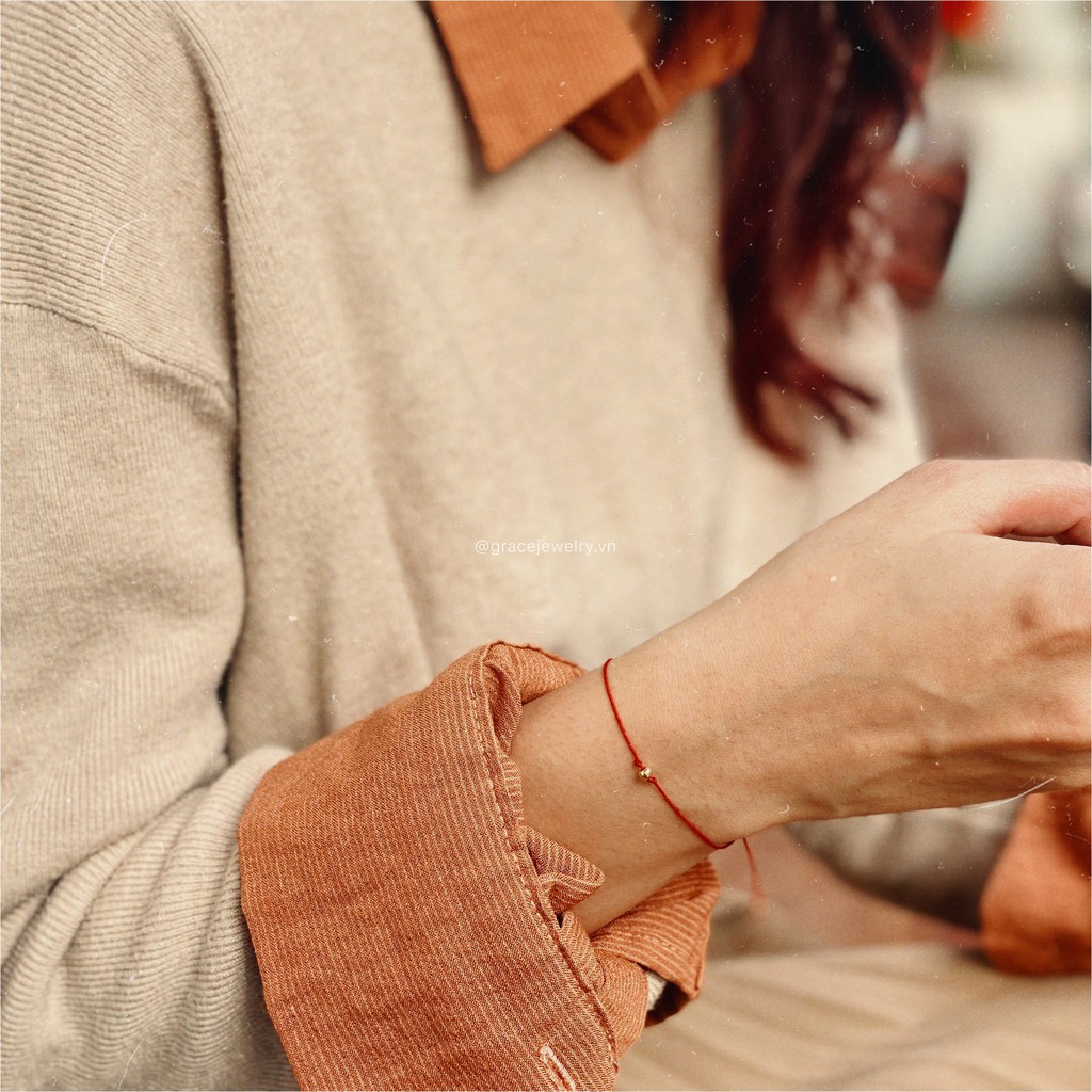 Lắc tay May Mắn Chỉ đỏ Bi Bạc 925 bọc vàng 18k Grace Jewelry - The Hope