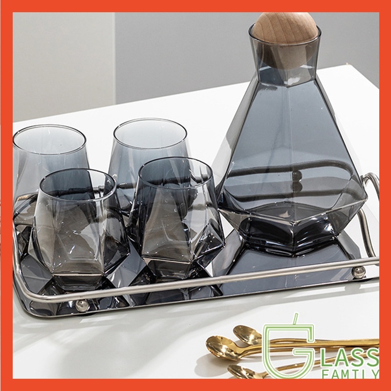 GF Carafe cách nhiệt hình lục giác đẹp mắt sáng tạo với 4 cốc tiện lợi