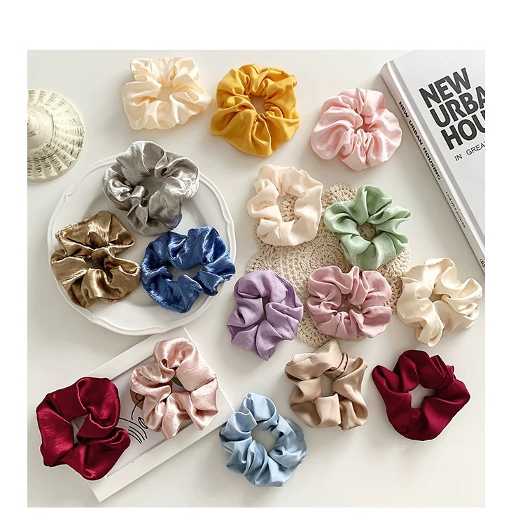 Buộc tóc vải, scrunchies vải lụa satin cao cấp - Y014