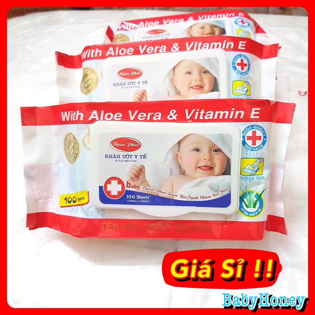Khăn Ướt, Giấy Ướt Baby Thiên Phúc 100 Tờ Không Mùi Chính Hãng (Giá Sỉ)