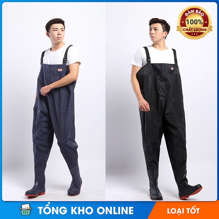Quần liền ủng lội nước yếm ủng đi mưa hai lớp chống thấm nước tuyệt đối