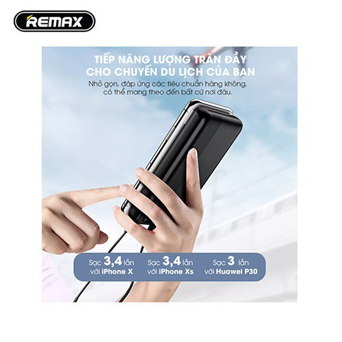 Pin Sạc Dự Phòng Remax RPP-106 20000mAh Lõi Polymer 2 Cổng Sạc Vào Hổ Trợ Sạc 18W, 2 Cổng Sạc Ra - BH 1 Năm