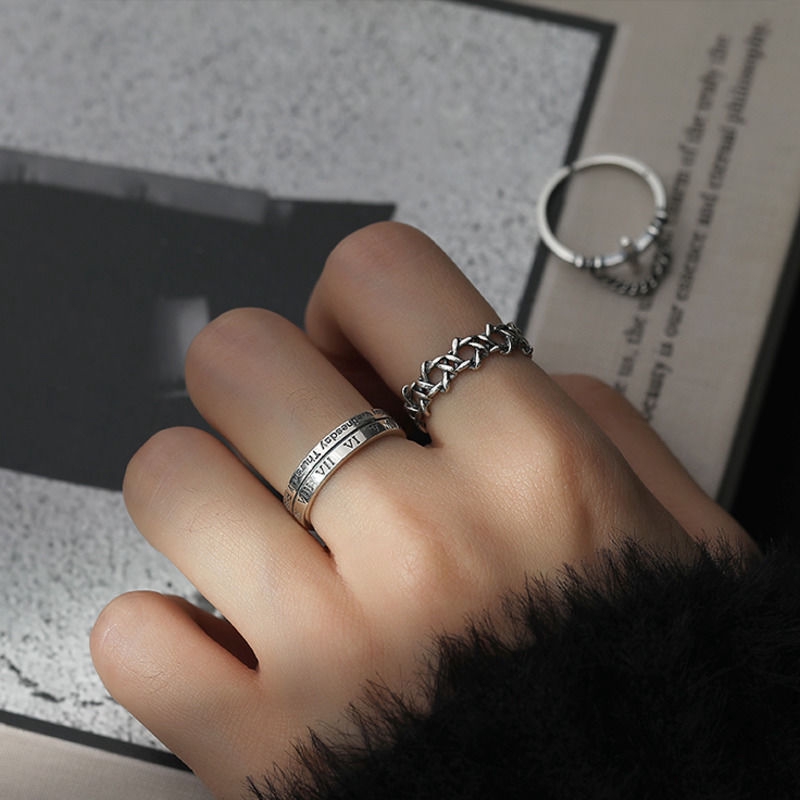 Nhẫn chữ thập màu bạc phong cách cổ điển cá tính