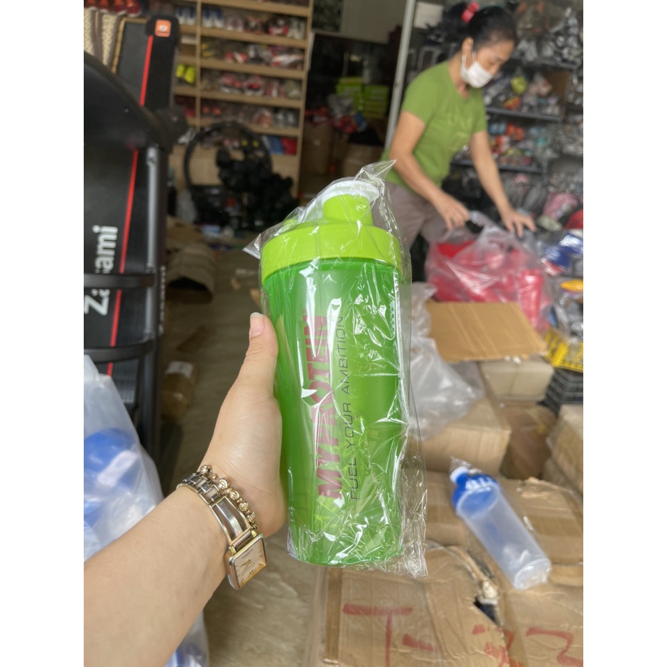 Bình Nước Tập Gym Bình Đựng Nước Thể Thao Nhựa Shaker My Protein 600ml Có Lò Xo Lắc Shaker