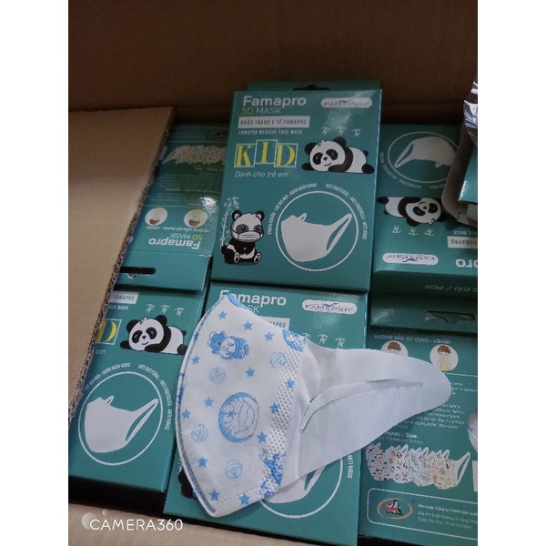 3D MASK KID QUAI VẢI- HỘP 10 CÁI] Khẩu trang y tế trẻ em kháng khuẩn 3 lớp Famapro