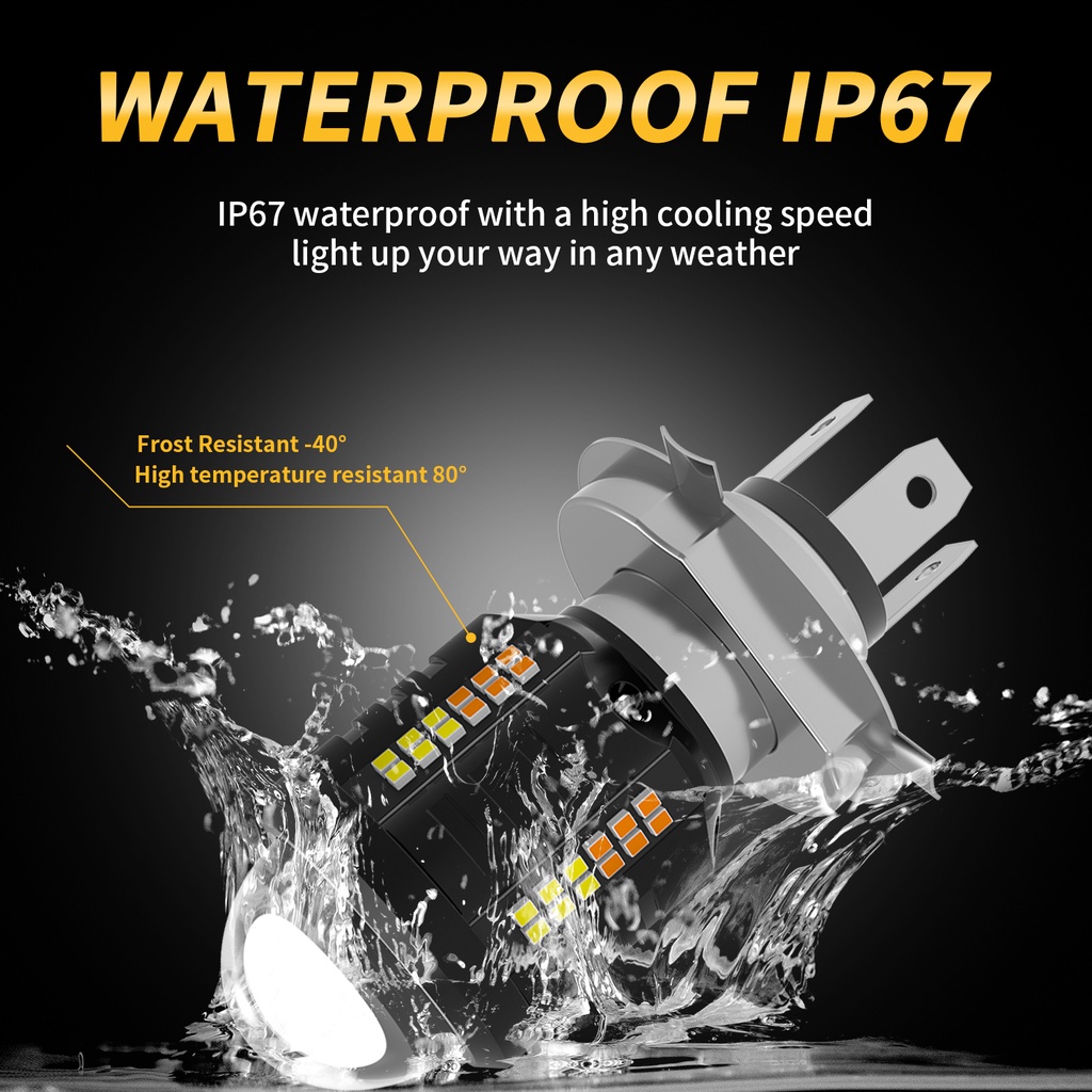 1 Đèn Pha LED T19 P15D H4 H6 BA20D Ánh Sáng Trắng / Vàng DC12V-60V Cho Xe Máy
