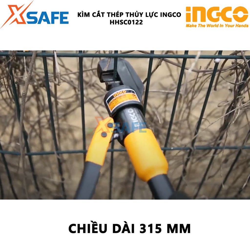 Kìm cắt thép thủy lực INGCO HHSC0122 Kềm ép cốt thủy lực thiết kế nhỏ gọn, lực cắt 100kN, dùng hỗ trợ uốn cáp, cắt cáp