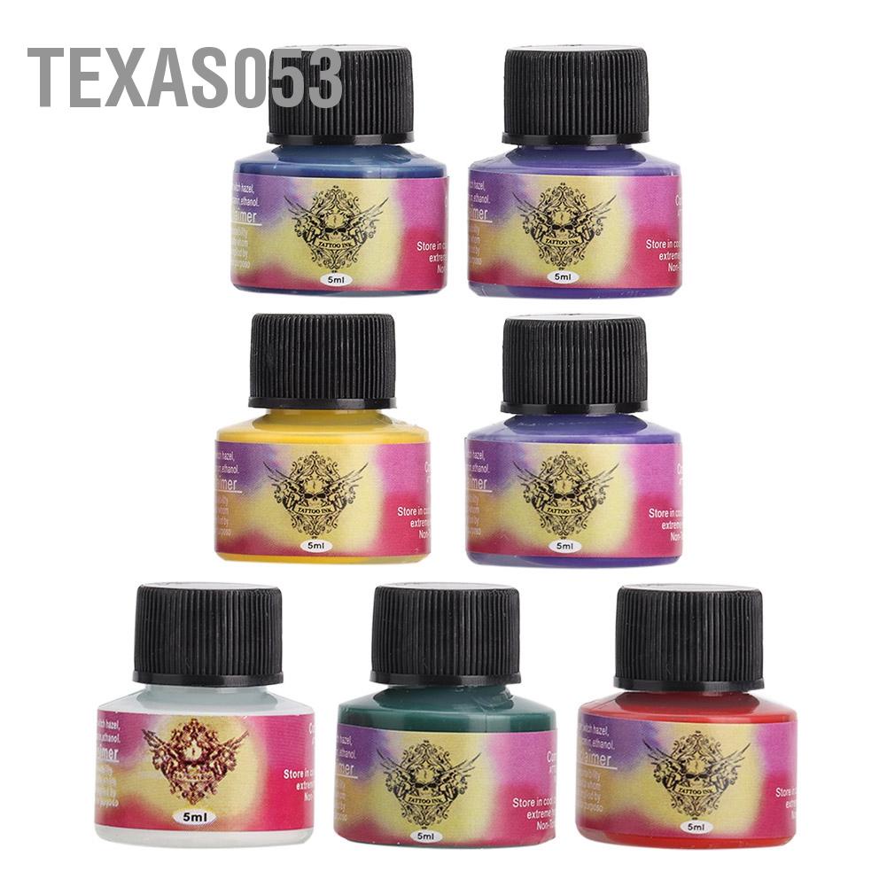 Hàng Sẵn Bộ 7 màu Mực Hình xăm lâu dài cho người mới bắt đầu【Texas053】