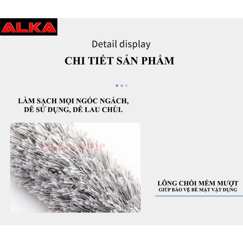 Chổi quét mạng nhện phất trần đa năng có tay cầm cán inox có thể kéo dài 2.8m.