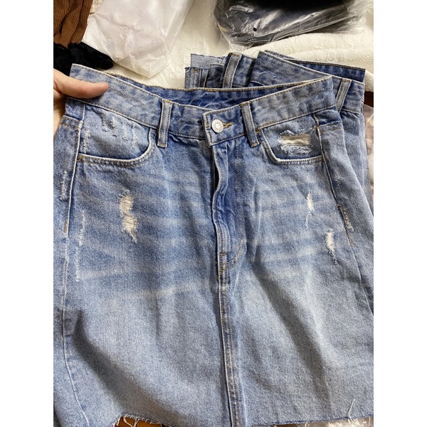 Chân váy jeans Hm xuất xịn