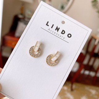 Khuyên tai thời trang nữ đính đá tròn lindo