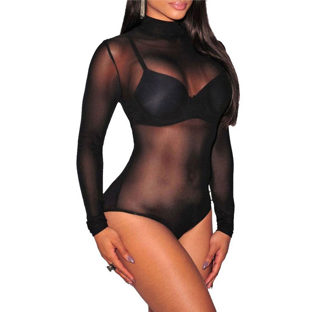 Bodysuit Xuyên Thấu Dài Tay Gợi Cảm Cho Nữ