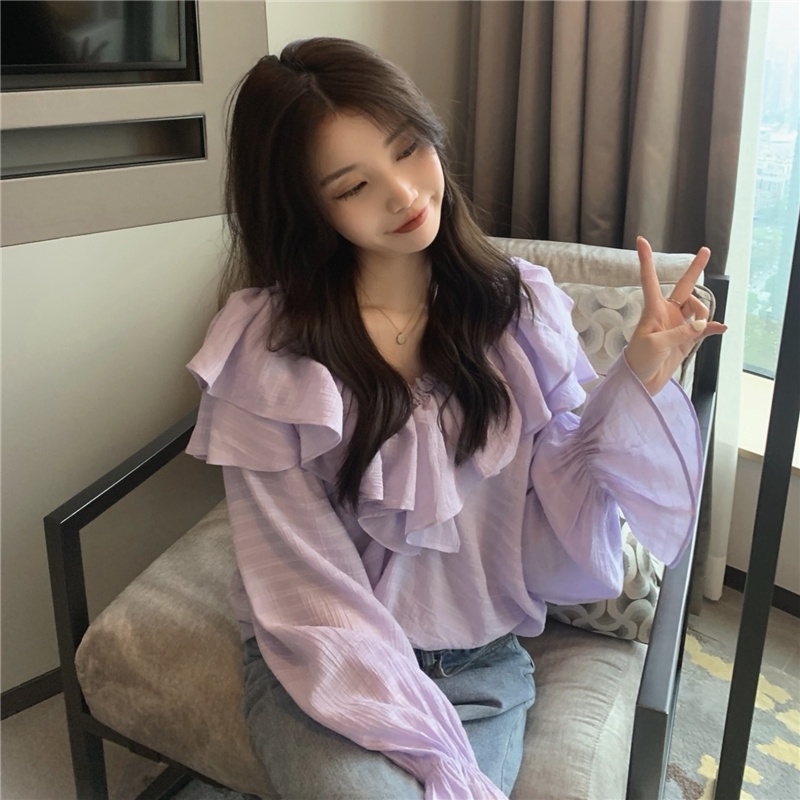 Áo Sơ Mi Dài Tay Cổ Chữ V Rộng Rãi 53968