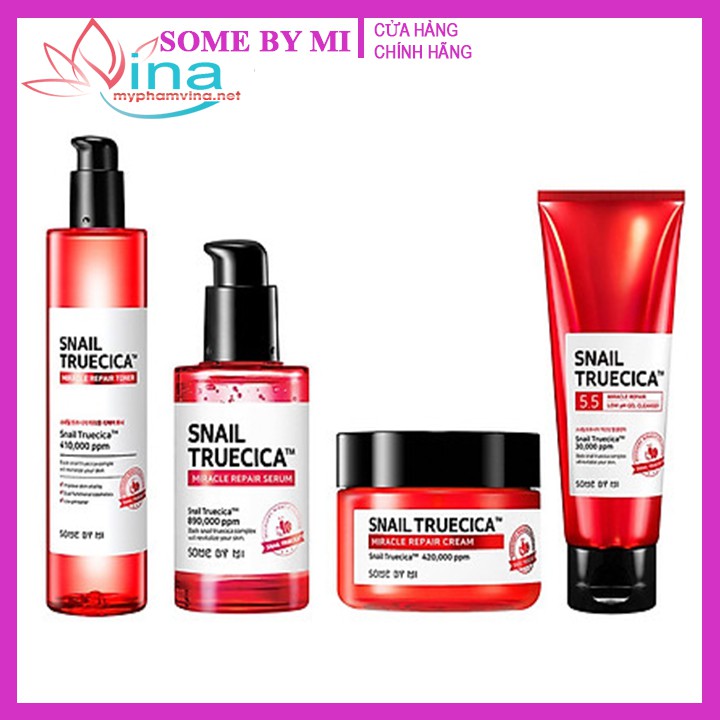 Bộ Some By mi Snail Truecica Miracle Repair Starter Kit Dưỡng Phục Hồi, Tái Tạo Da Chiết Xuất Ốc Sên (4 MÓN)