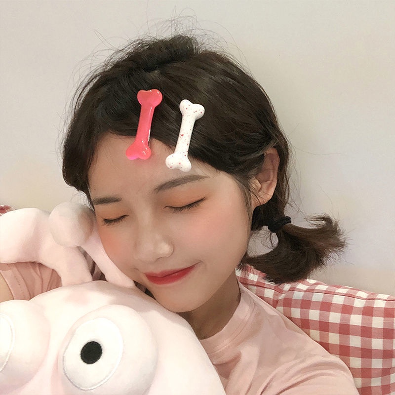 ☑Kẹp Tóc Hình Xương Chó Nhiều Màu Sắc Phong Cách Harajuku Nhật Bản Dễ Thương Cho Nữ