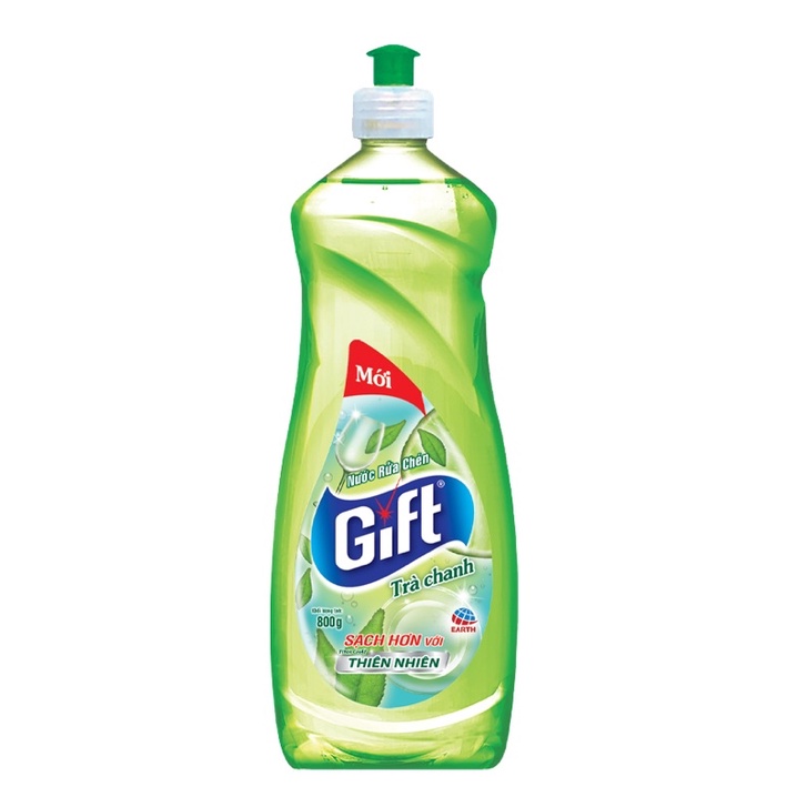 Nước Rửa Chén Gift Trà Chanh chai lớn tiết kiệm 800gr rửa sạch chén/bát đánh bay dầu mỡ khử mùi tanh dịu nhẹ da tay
