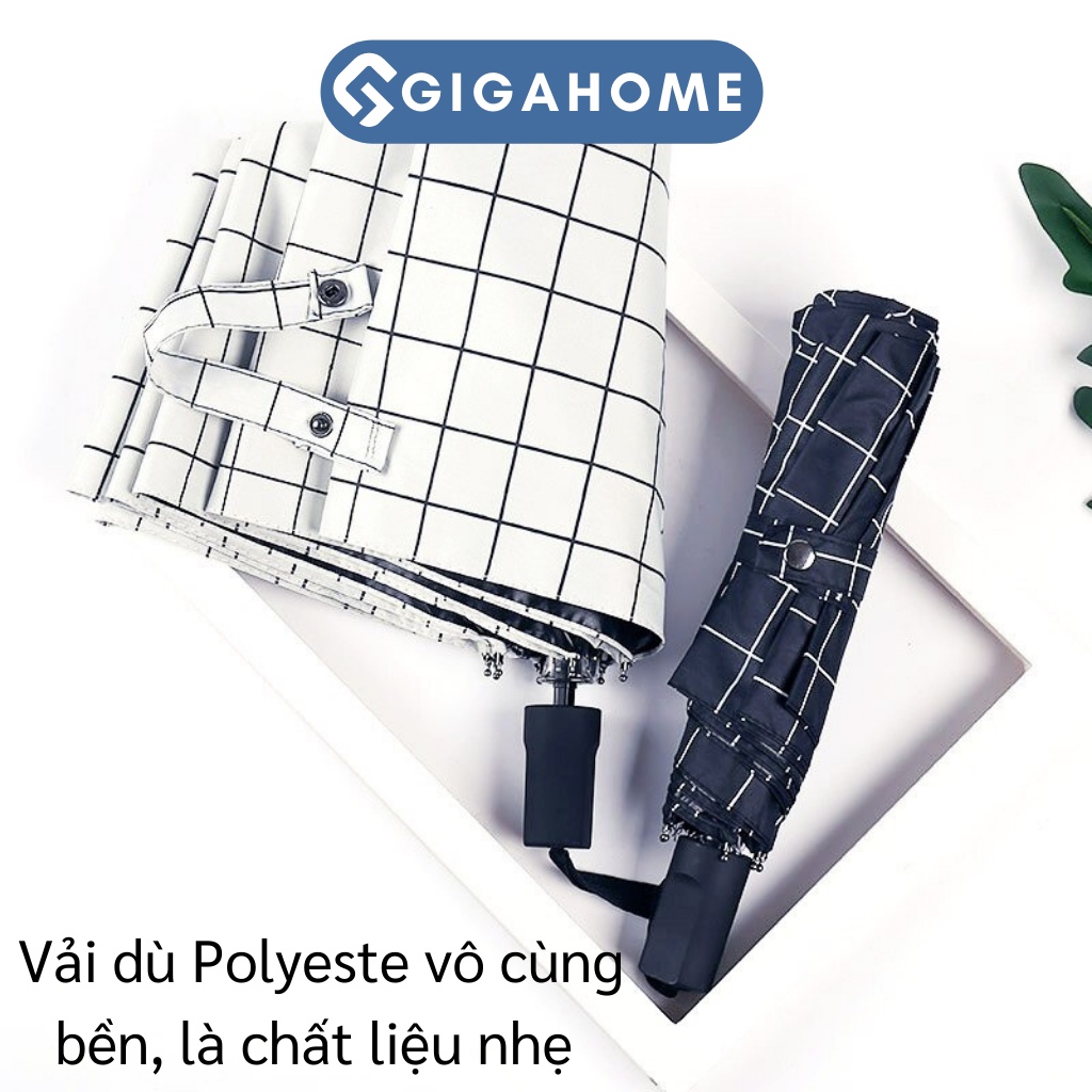 Dù Đi Mưa Gấp Gọn Mini GIGAHOME Chống Tia UV, Chống Thấm Nước Họa Tiết Caro 9437