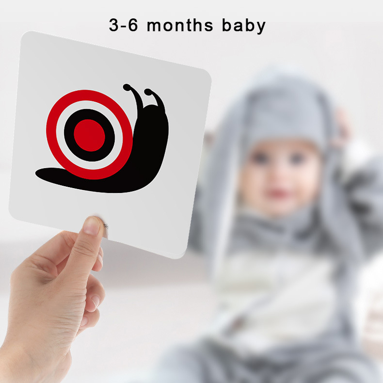 Thẻ Học Kích Thích Trí Thông Minh Montessori Màu Trắng Đen Dành Cho Trẻ Sơ Sinh