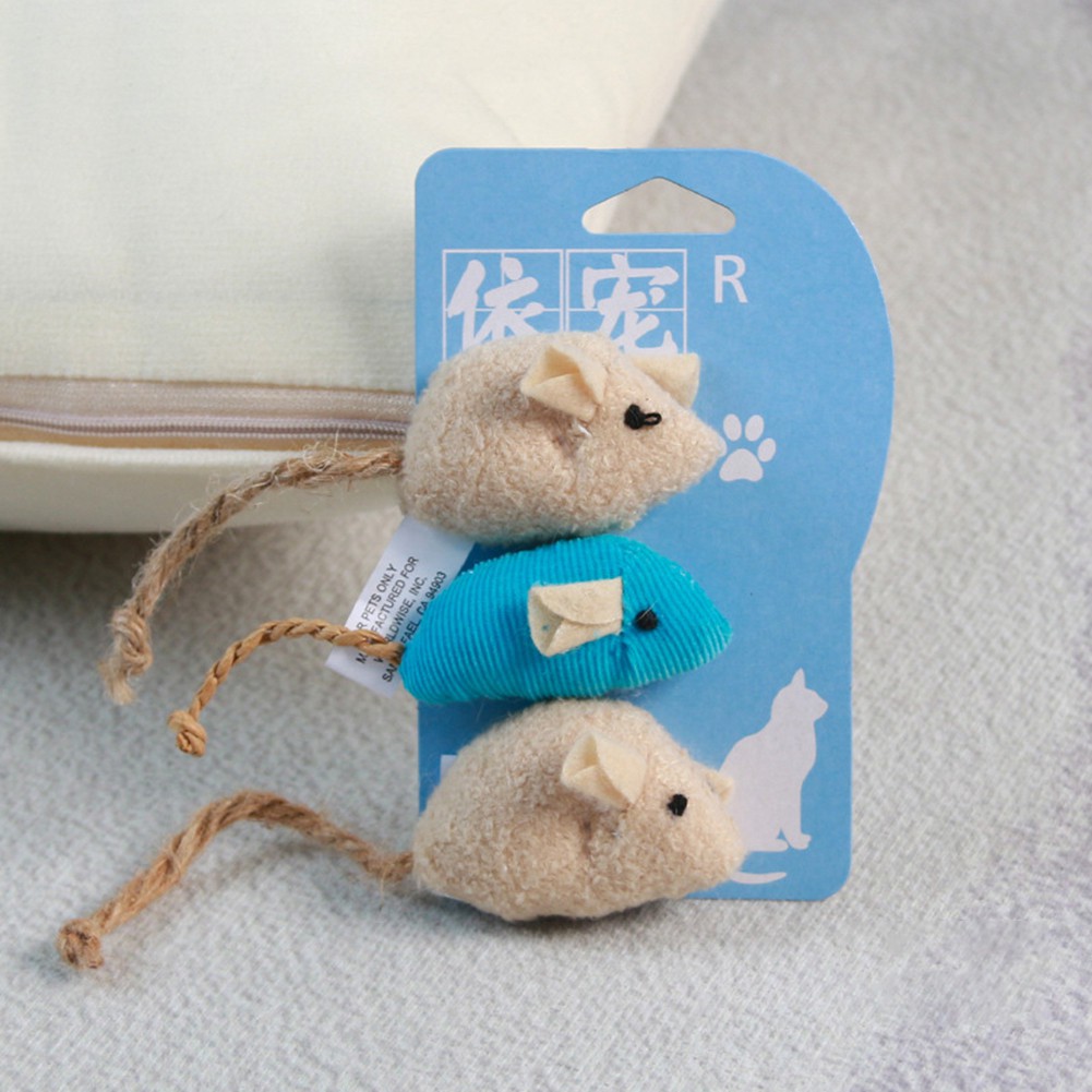 Set 3 Chú Chuột Nhồi Bông Đồ Chơi Dành Cho Mèo
