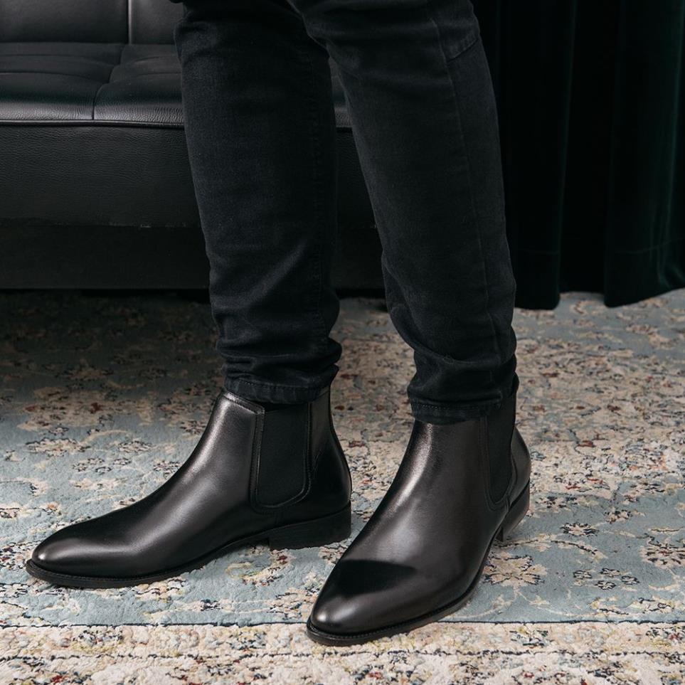 Giày Boots Nam Cổ Cao Da Trơn Cao Cấp Chelsea Boot .