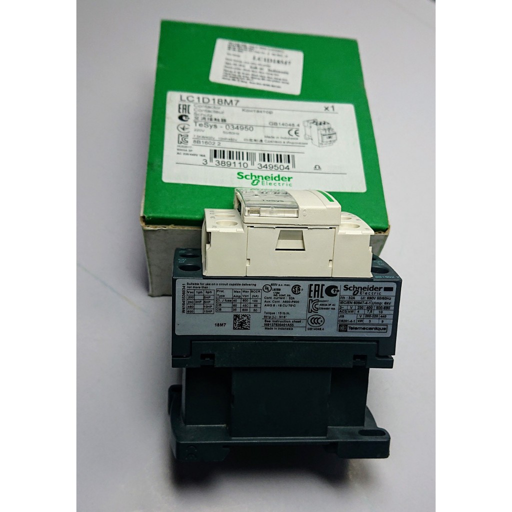 Contactor Schneider LC1D18M7 18A 7.5kW Coil 220V