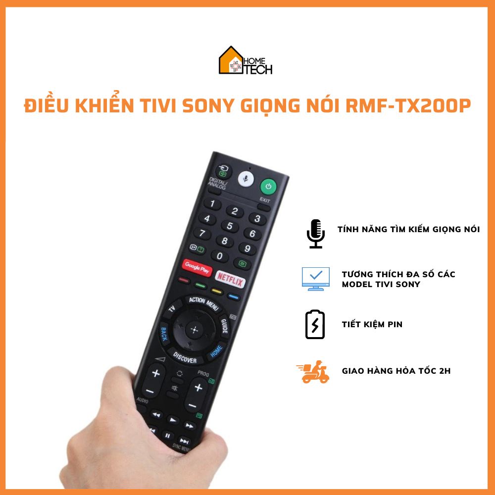 Điều khiển tivi Sony giọng nói RMF TX200P, remote Sony chính hãng sử dụng cho nhiều model tivi Sony