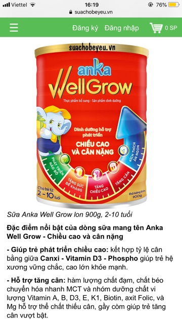 Sữa anka well grow