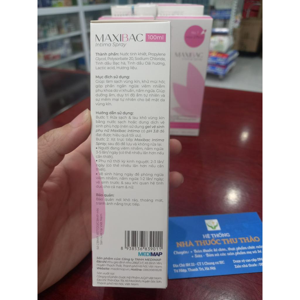 Dụng dịch vệ sinh, xịt phụ khoa Maxibac Intima, giảm ngứa tức thì, ngừa viêm nhiễm nấm ngứa, lộ tuyến.