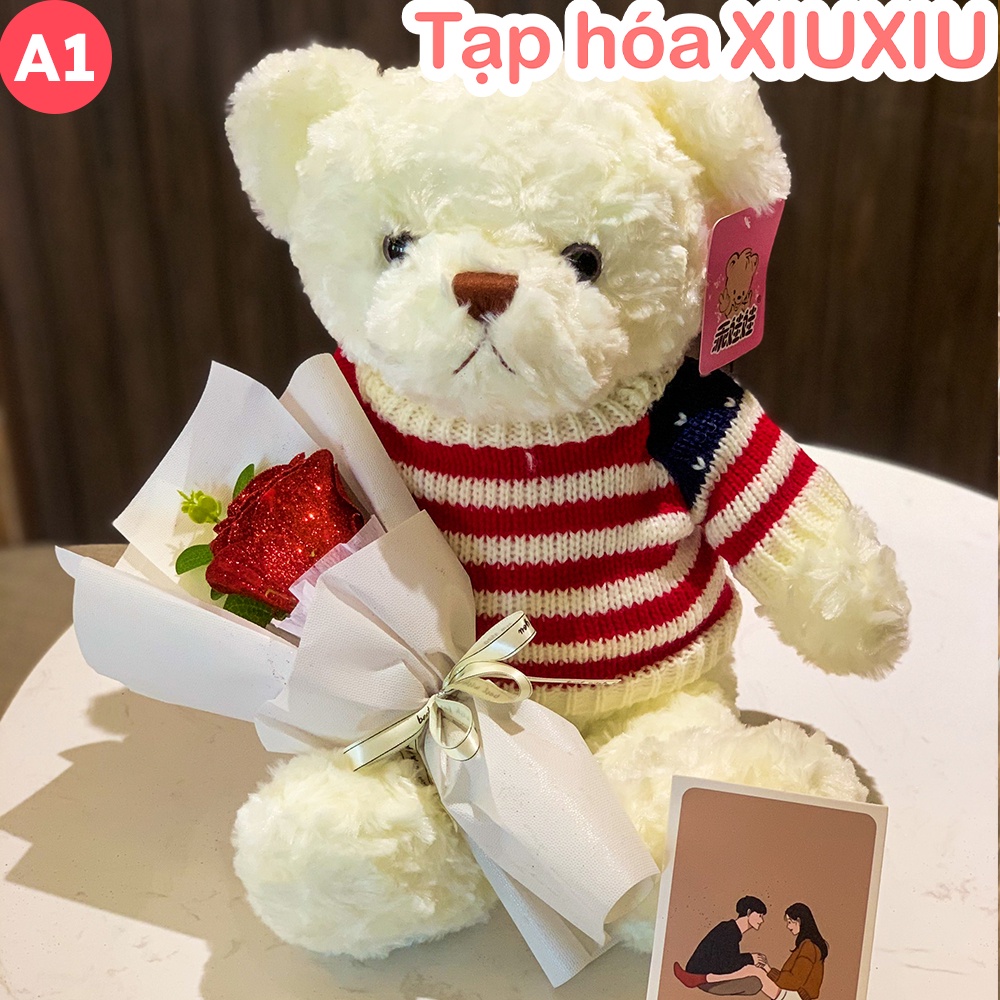 Set Quà Tặng Gấu Bông Cute và Bó Hoa Nhũ, Bộ Son 3 Cây Phong Cách Hàn Quốc , Bộ Quà Tặng 8/3, Sinh Nhật Cho Bạn Gái