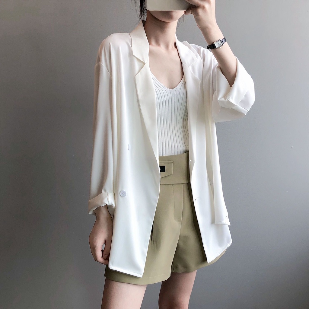 Jiashucheng Áo Khoác Blazer Chất Liệu Chiffon Mỏng Dáng Rộng Cao Cấp Thời Trang Theo Phong Cách Anh Cho Nữ
