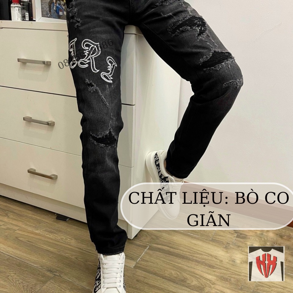 Quần Jean Nam ống Côn DSQ Khóa Đẹp-Quần Bò Côn Nam Rách Vải Cao Cấp Không Phai, Họa Tiết Rách Hot Nhất-KXSHOPMEN-8063
