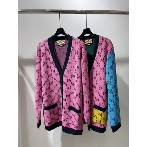 Áo khoác len Cardigan nữ thương hiệu Gucci GC cao cấp phối màu cực thời trang
