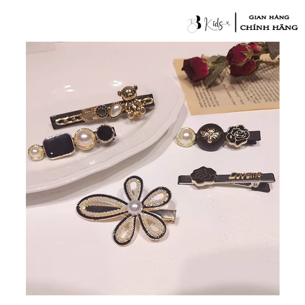 Sét 5 Kẹp Tóc Mái BB Kids Thiết Kế Hình Nơ Đính Đá Phong Cách Hàn Quốc