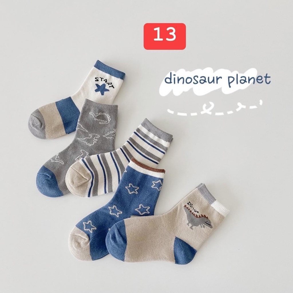 Set 5 đôi tất bé trai-bé gái siêu xinh siêu co giãn, họa tiết dễ thương, gam màu vintage